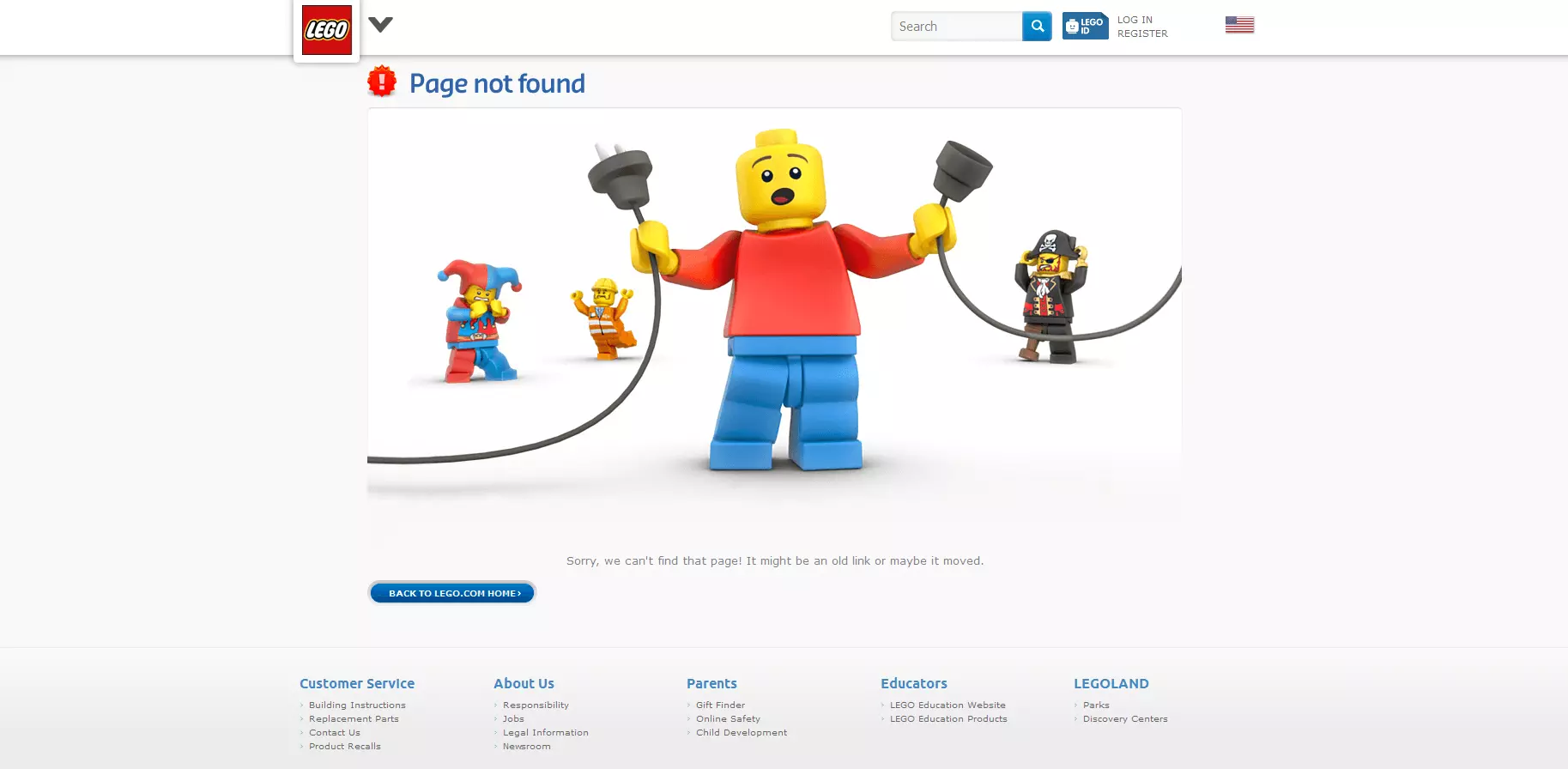 Image: Lego 404 page