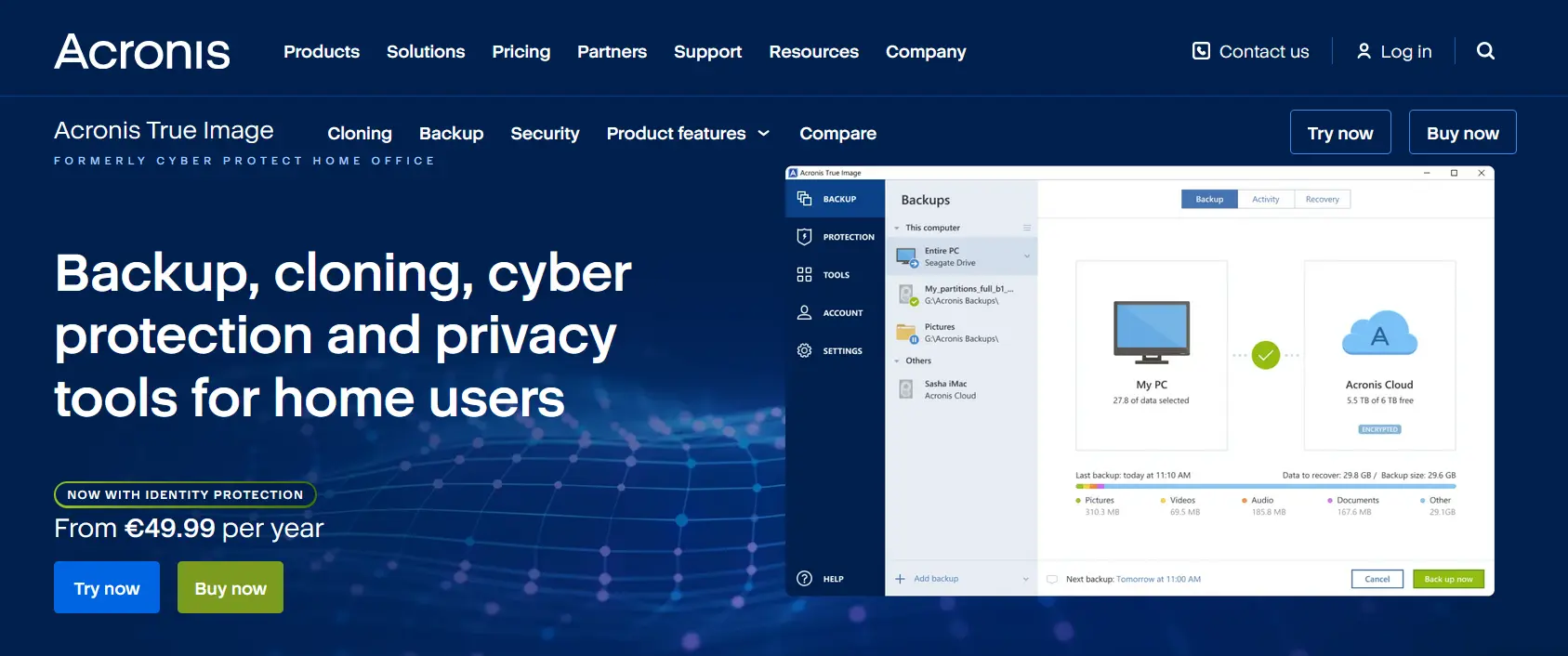 Acronis website screenshot Image: Acronis website screenshot