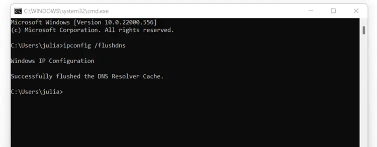 DNS flush via “ipconfig /flushdns” in Windows 11 DNS flush via “ipconfig /flushdns” in Windows 11