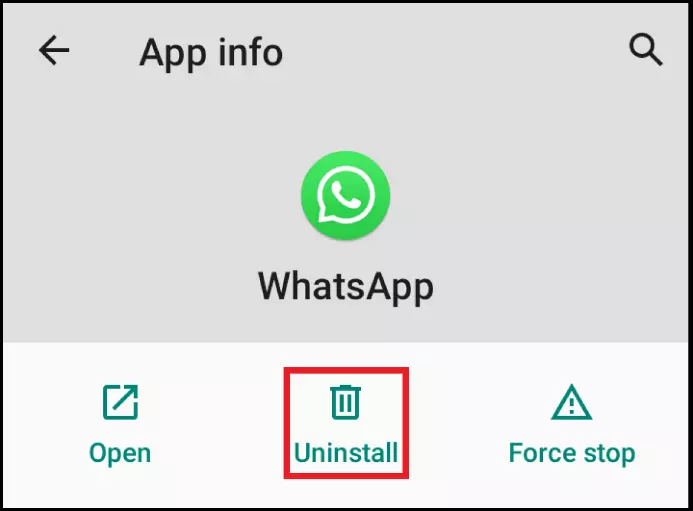 Image: Uninstall WhatsApp via device settings