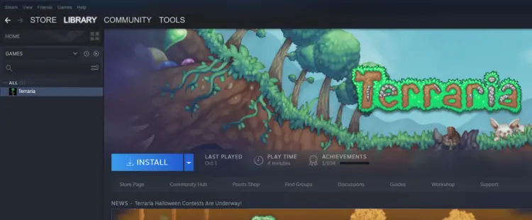 Terraria in your own Steam library Terraria in your own Steam library