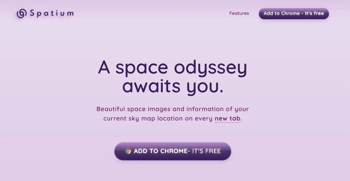 Image: Spatium landing page