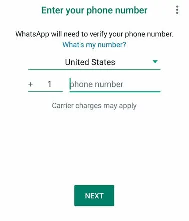 Image: Enter the phone number to verify WhatsApp