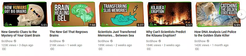 Image: Thumbnail example from the YouTube channel of SciShow