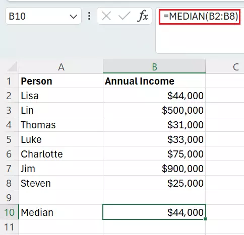 Excel: Calculate median with odd number of values Excel: Calculate median with odd number of values
