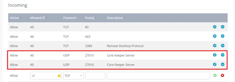 Core Keeper Server: open ports in IONOS Cloud Panel Core Keeper Server: open ports in IONOS Cloud Panel