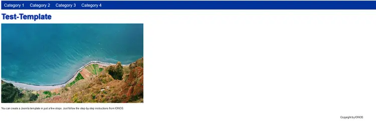 The finished IONOS Joomla test template The finished IONOS Joomla test template