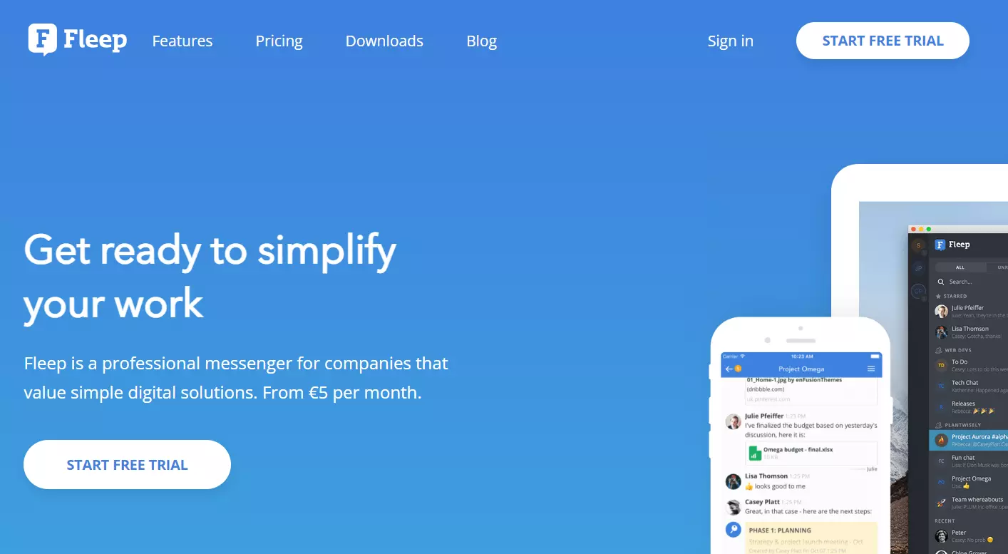 Screenshot of the Fleep homepage Image: Screenshot of the Fleep homepage