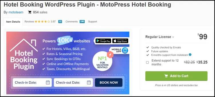 The website of the MotoPress Hotel booking plugin The website of the MotoPress Hotel booking plugin