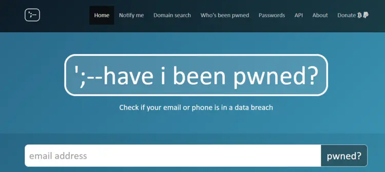 Screenshot of Have I Been Pwned? Screenshot of Have I Been Pwned?