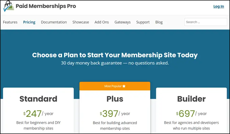 The Paid Membership Pro plugin WordPress website The Paid Membership Pro plugin WordPress website