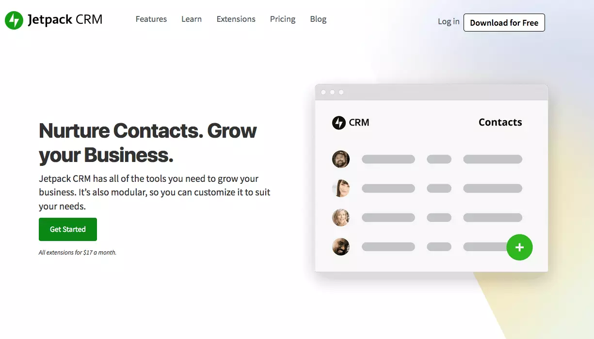Image: Screenshot of Jetpack CRM website