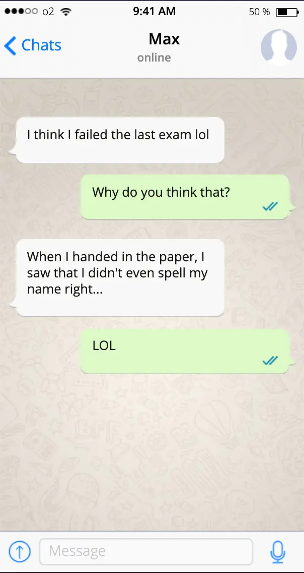 Chat between two friends Chat between two friends