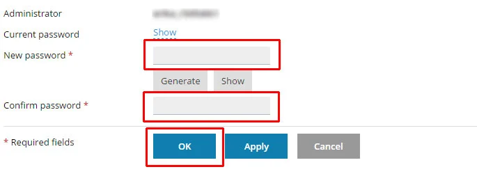 Enter the new password twice Enter the new password twice