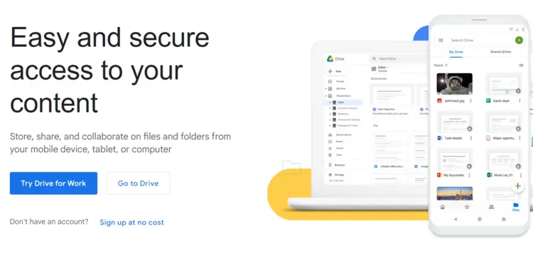 Website of the cloud service provider Google Drive Website of the cloud service provider Google Drive