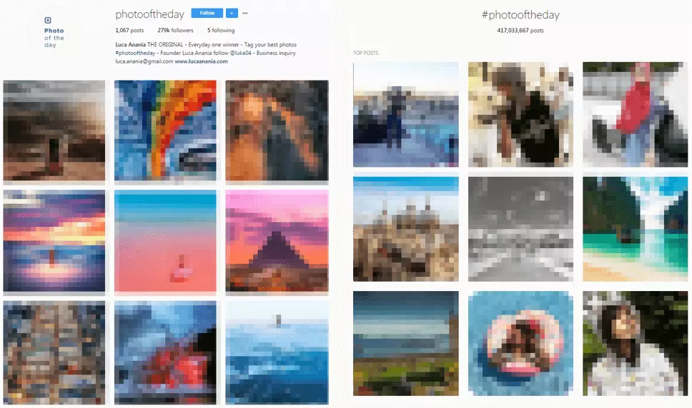 Image: The search results for #photooftheday in the browser view