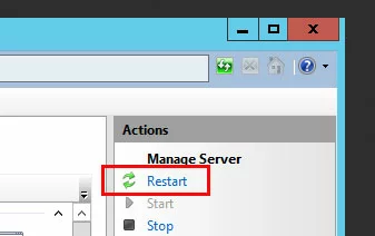 Image: IIS manager: Restart
