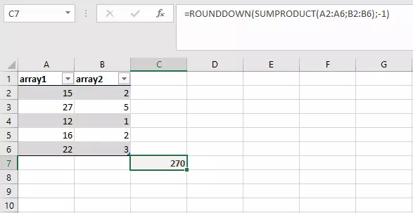 Image: ROUND and SUMPRODUCT in one formula
