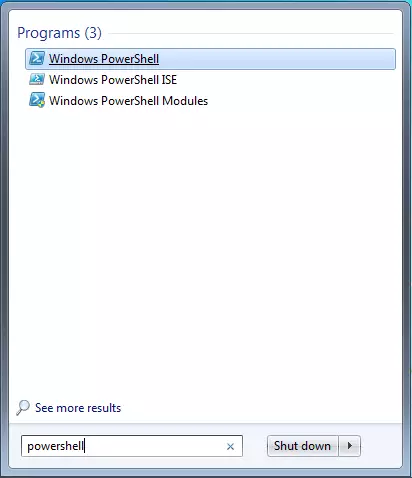 Image: Windows PowerShell in Windows Explorer search results