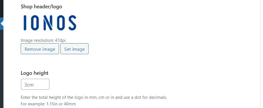 Image: Screenshot of page for uploading store’s logo