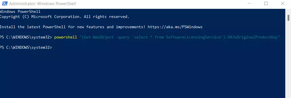 Image: Windows PowerShell: Query the “SoftwareLicensingService” class