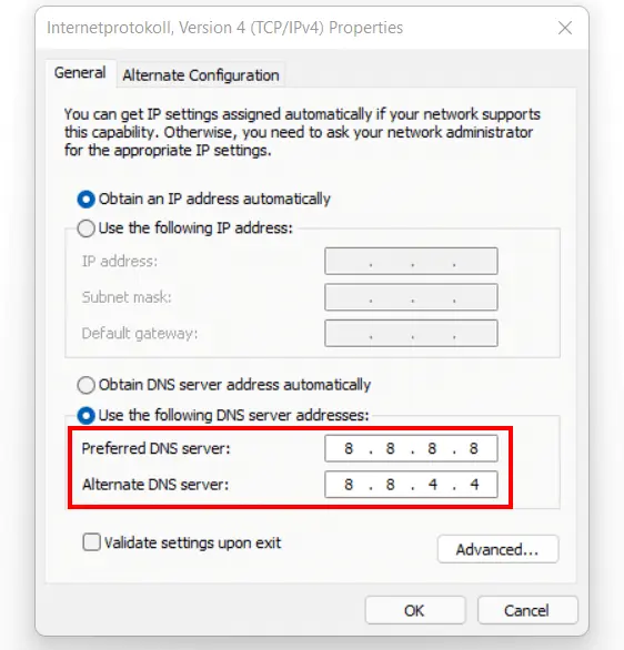 Change DNS server address in Windows 11 Change DNS server address in Windows 11