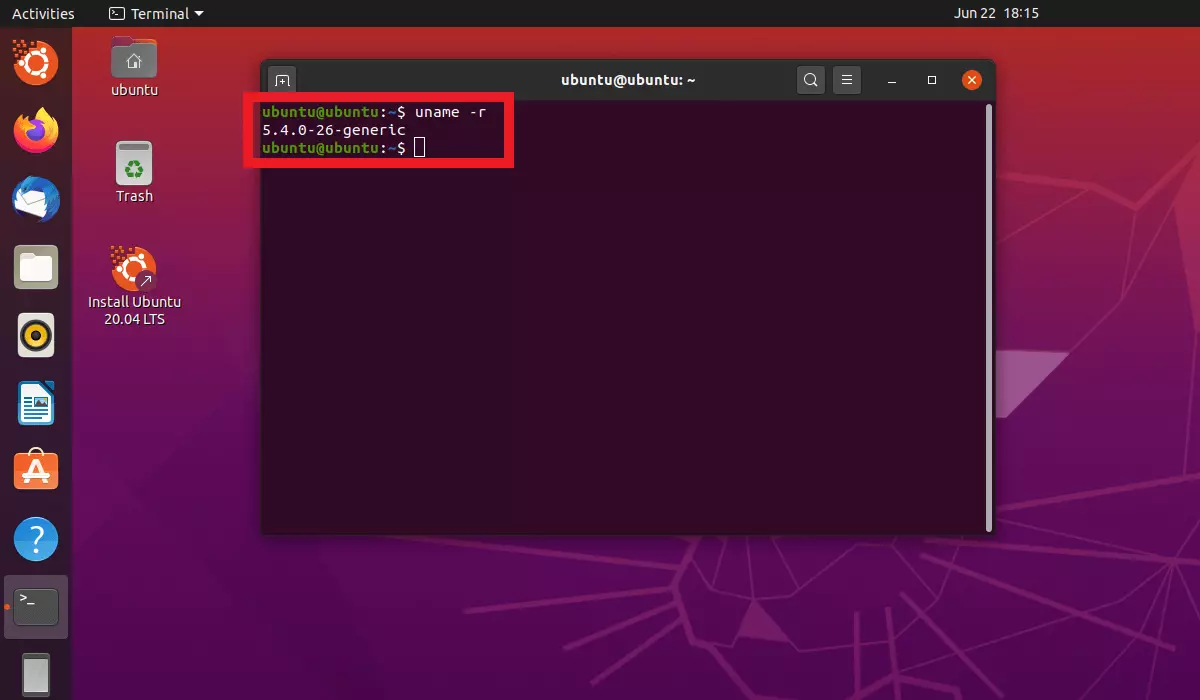 Image: The command “uname -r” in the terminal