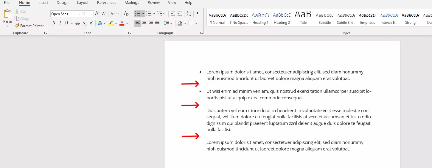 Image: Manual line break in Word