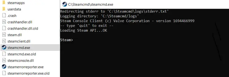 SteamCMD: Directory after installation SteamCMD: Directory after installation