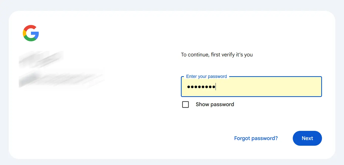 Image: Delete YouTube channel: Verify linked Google account