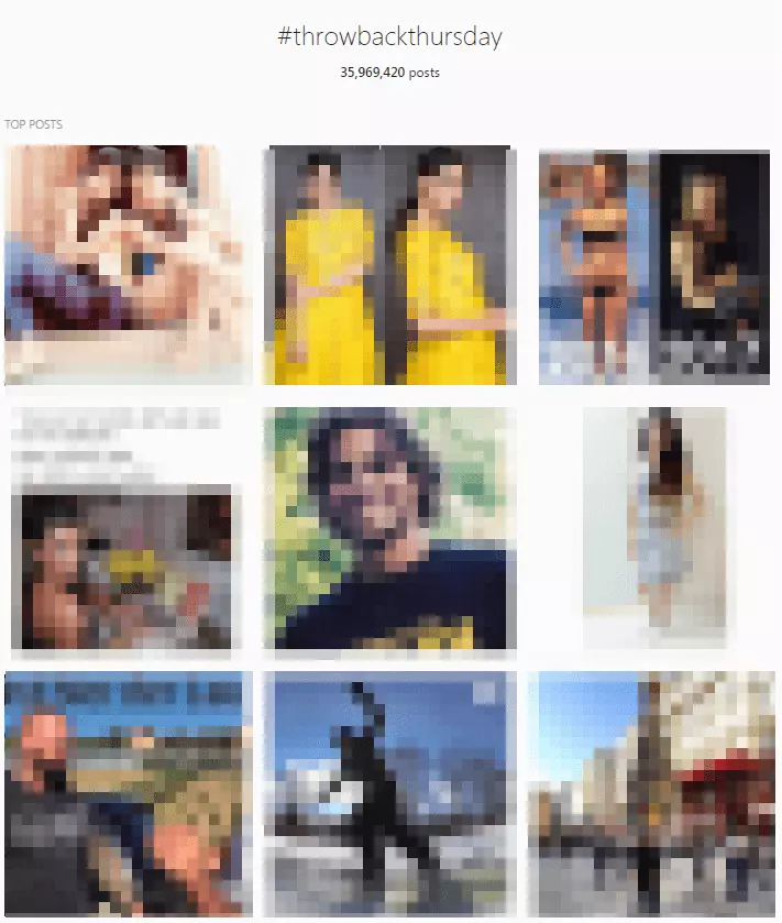 Image: Search results for #throwbackthursday in browser view