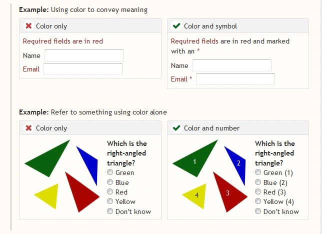 A screenshot of email and name fields with the word “email” in red. Below this image is another image with a group of different colored triangles. On the right, numbers and asterisks have been added to the examples to make them easier to understand. A screenshot of email and name fields with the word “email” in red. Below this image is another image with a group of different colored triangles. On the right, numbers and asterisks have been added to the examples to make them easier to understand.