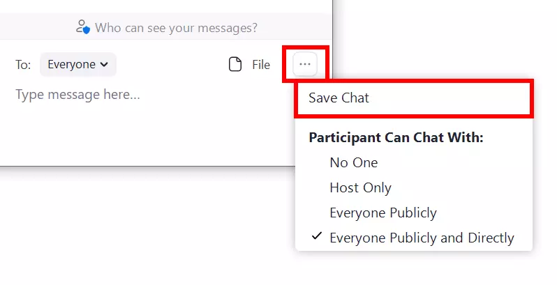 Image: Option to save a meeting’s chat