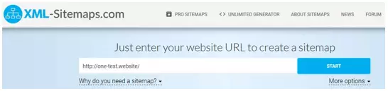Image: XML-sitemaps.com: Address field of the XML sitemap generator