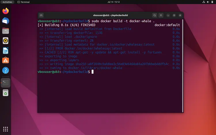 Ubuntu terminal: Status message during image creation Ubuntu terminal: Status message during image creation