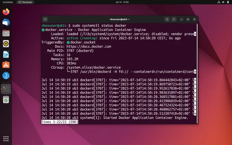 The status query via systemctl shows: The Docker engine is active (running) The status query via systemctl shows: The Docker engine is active (running)
