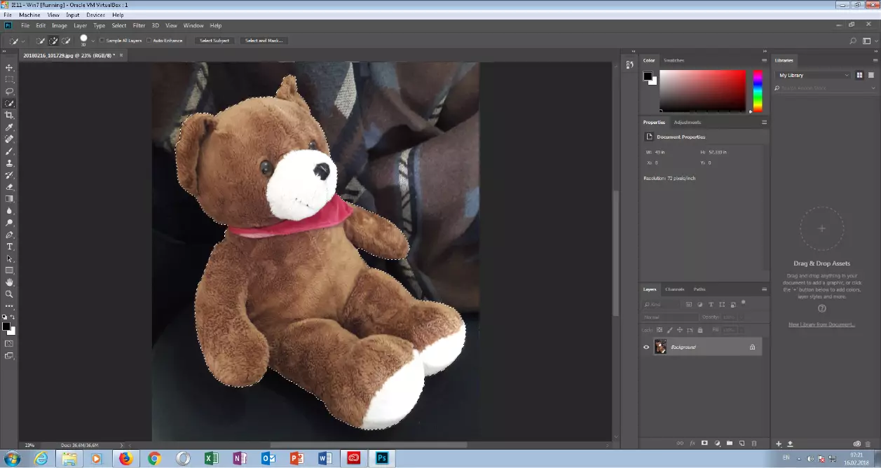 Image: Photoshop: background instead of object selected