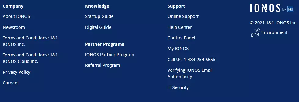 Image: Example with links to key feature pages (left-hand side) and other categories