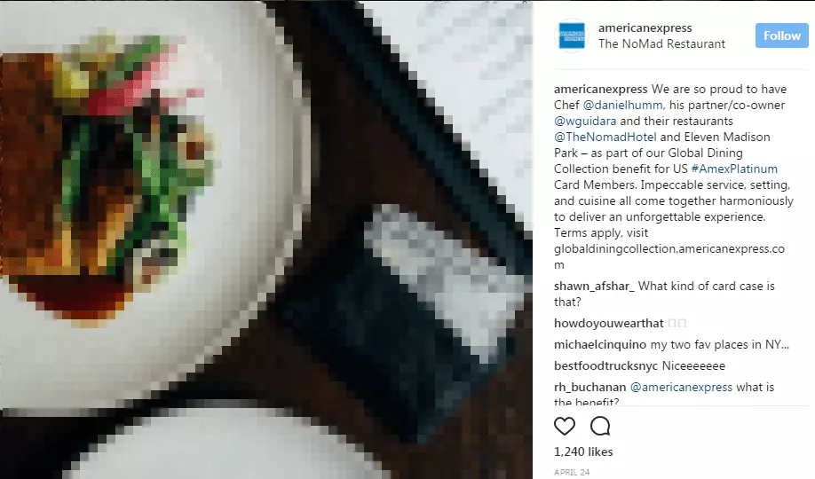 Image: Web view of photo post by American Express