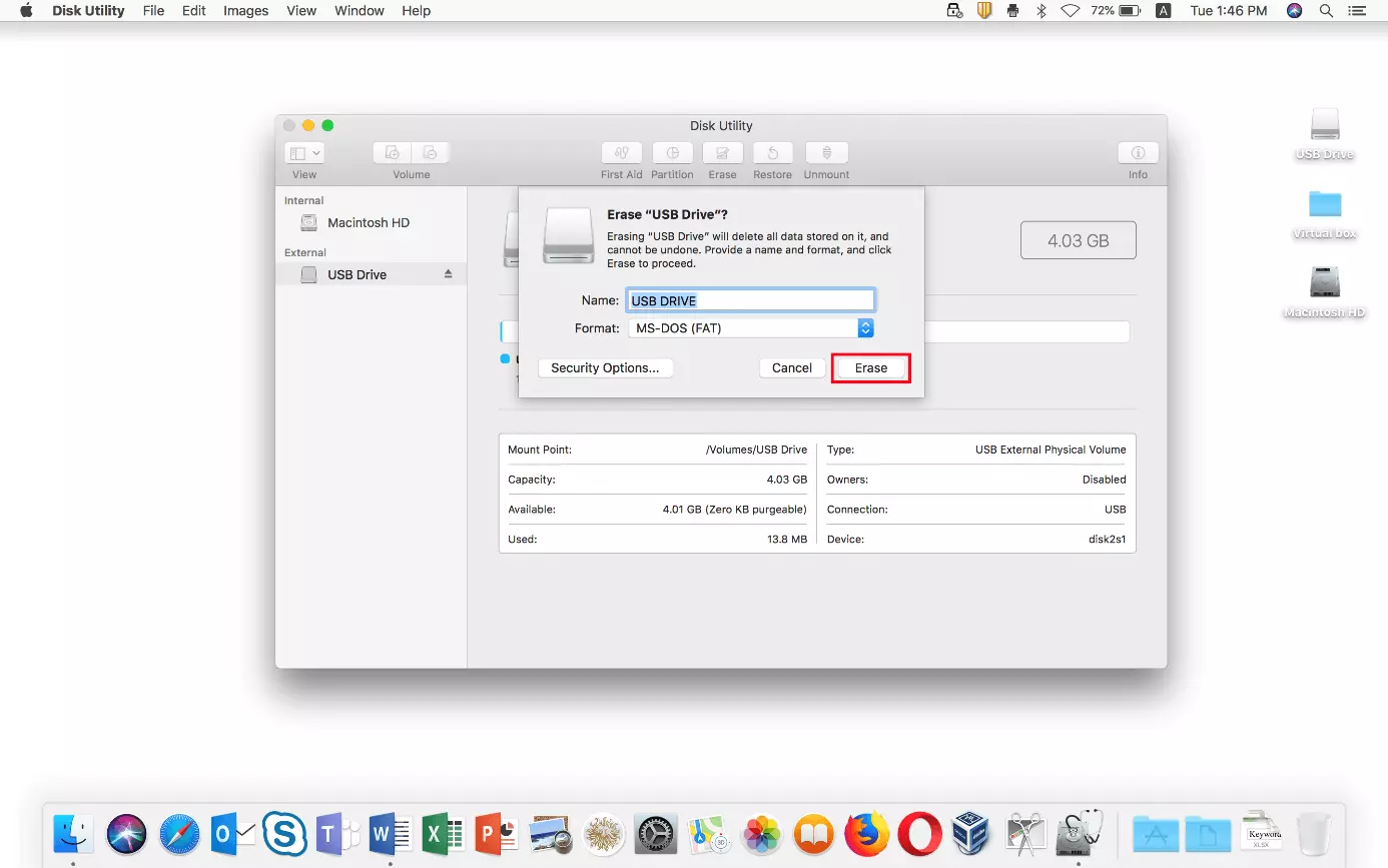 Image: Formatting USBs on Macs: “Erase” dialog