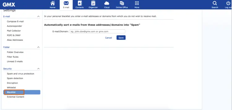 GMX: Blacklist GMX: Blacklist