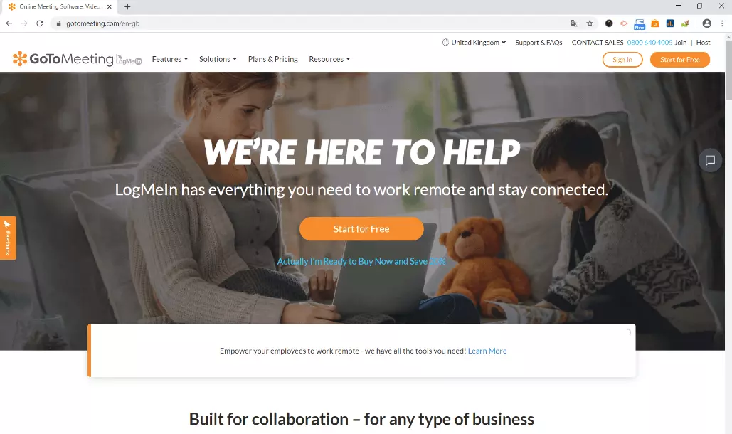 Image: Video telephony provider GoToMeeting’s website