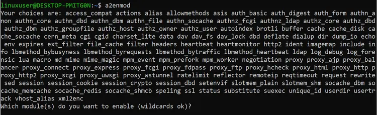 Run a2enmod Run a2enmod