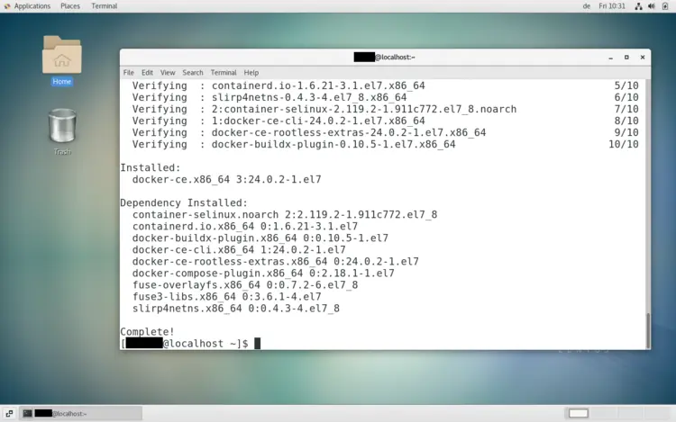Display after installing Docker on CentOS Display after installing Docker on CentOS