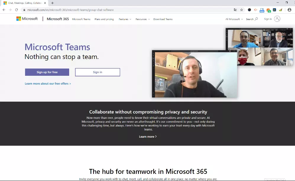Image: Video telephony provider Microsoft Team’s website