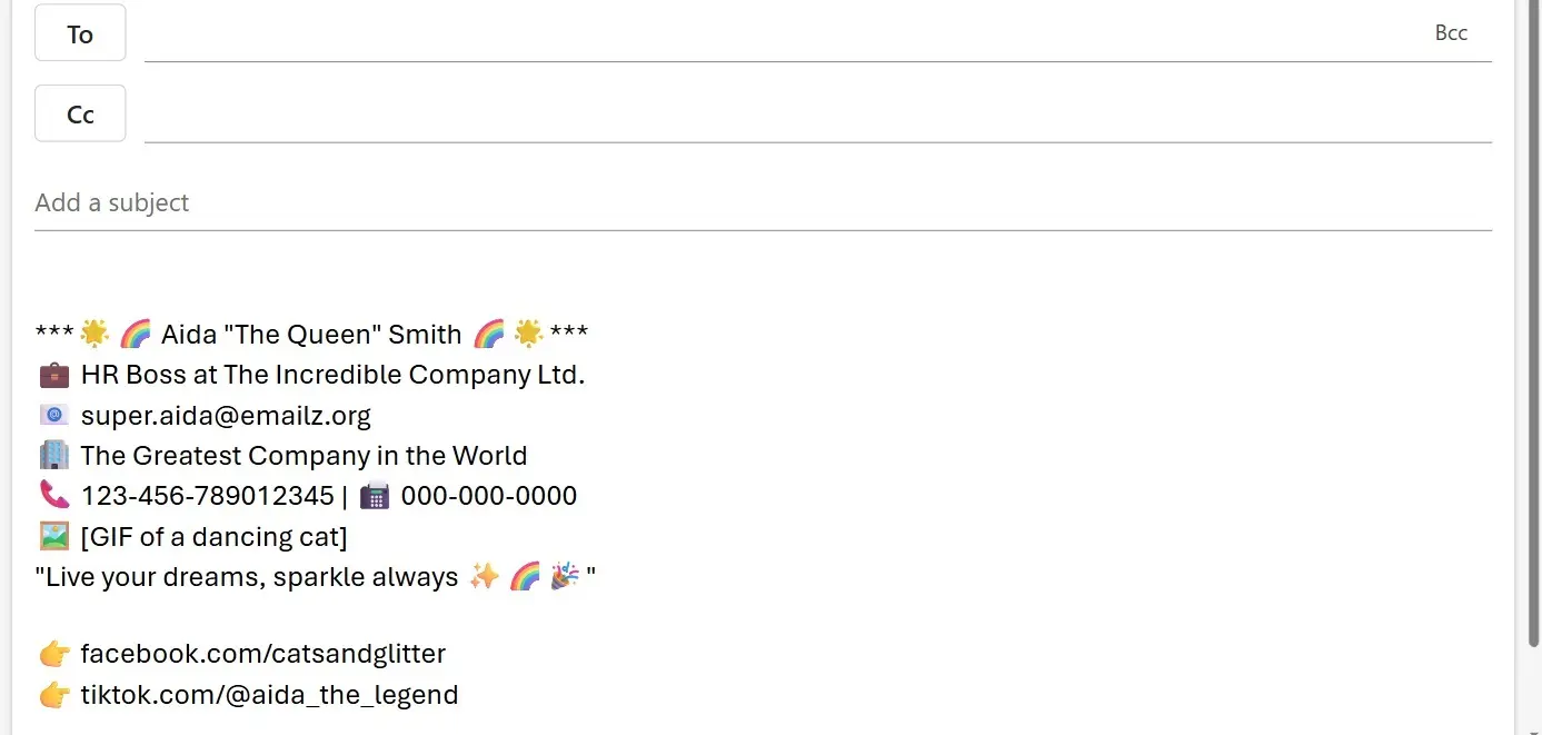 Professional email signature: Example of a playful design Image: Professional email signature: Example of a playful design
