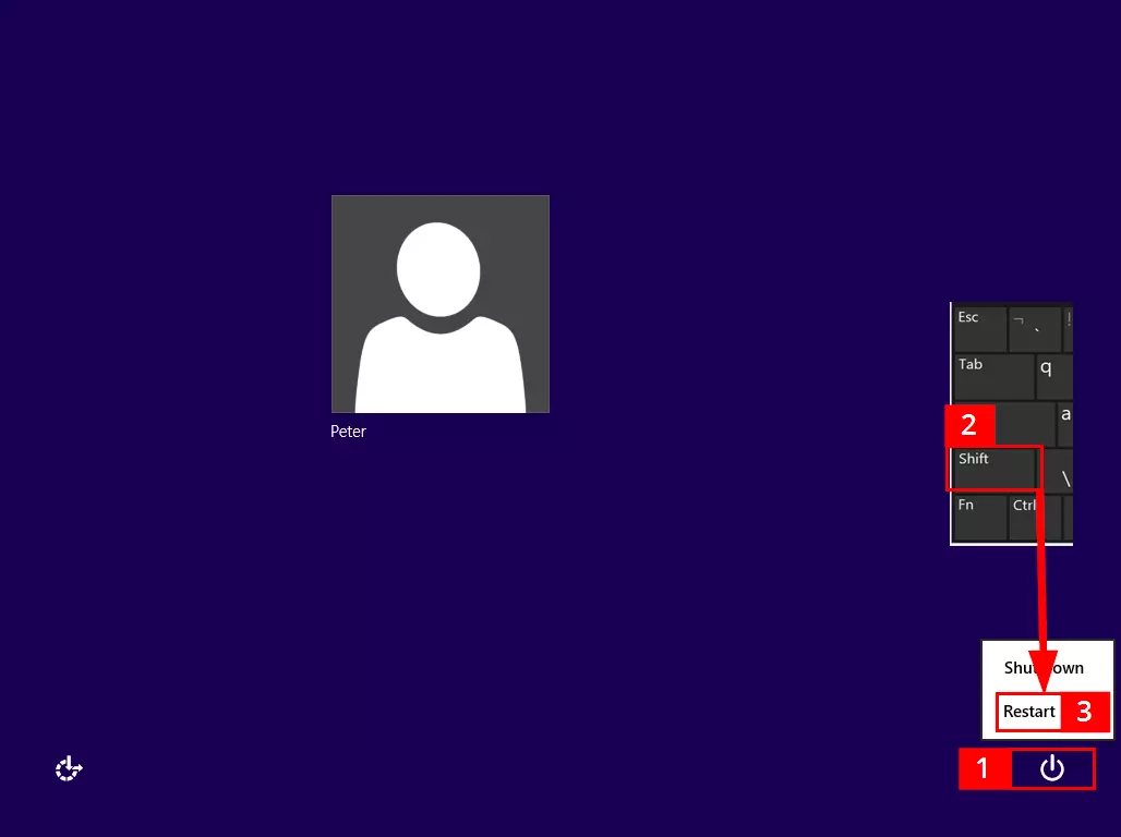 Image: Booting Windows 8 in safe mode via the login screen
