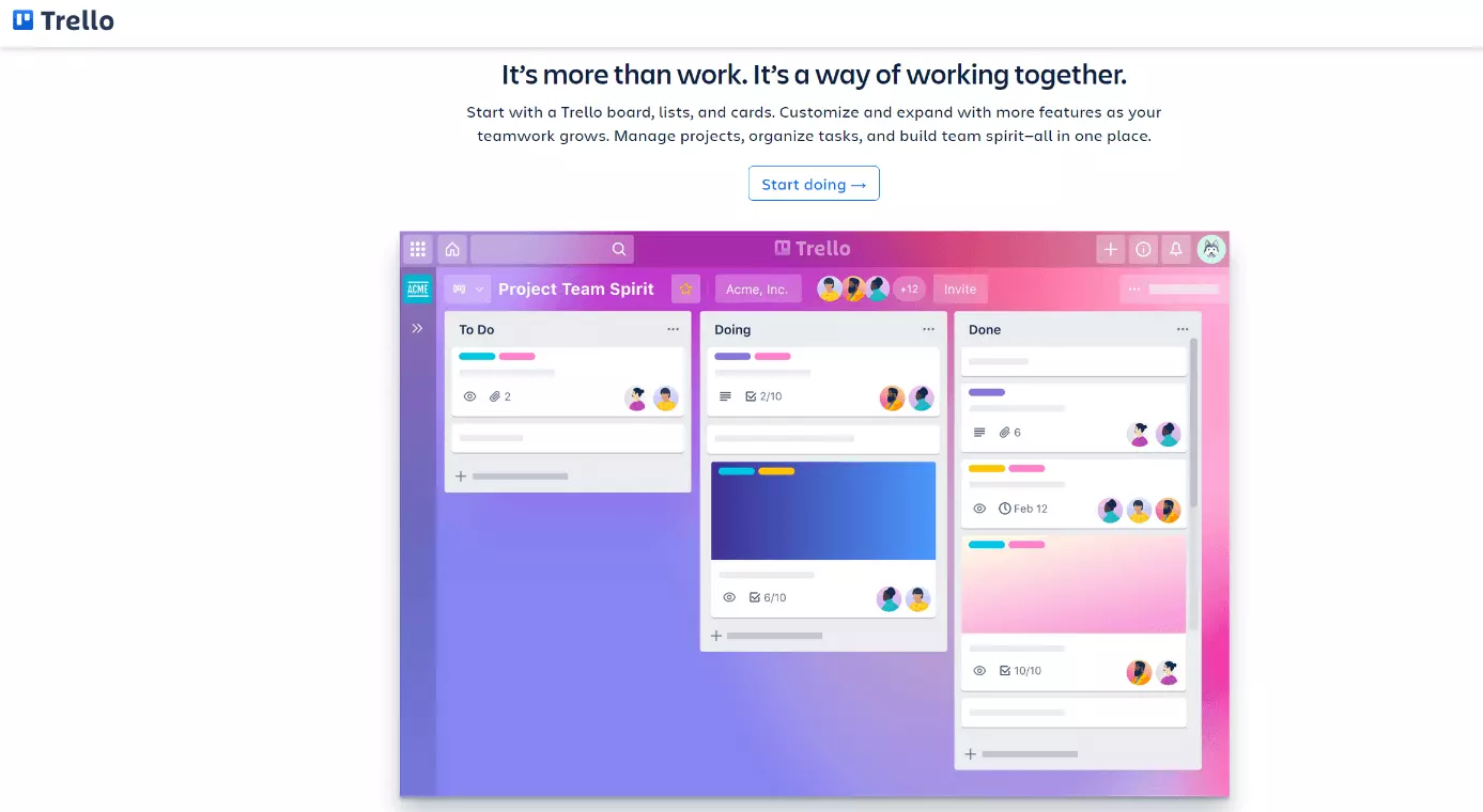 Image: Screenshot of Trello website