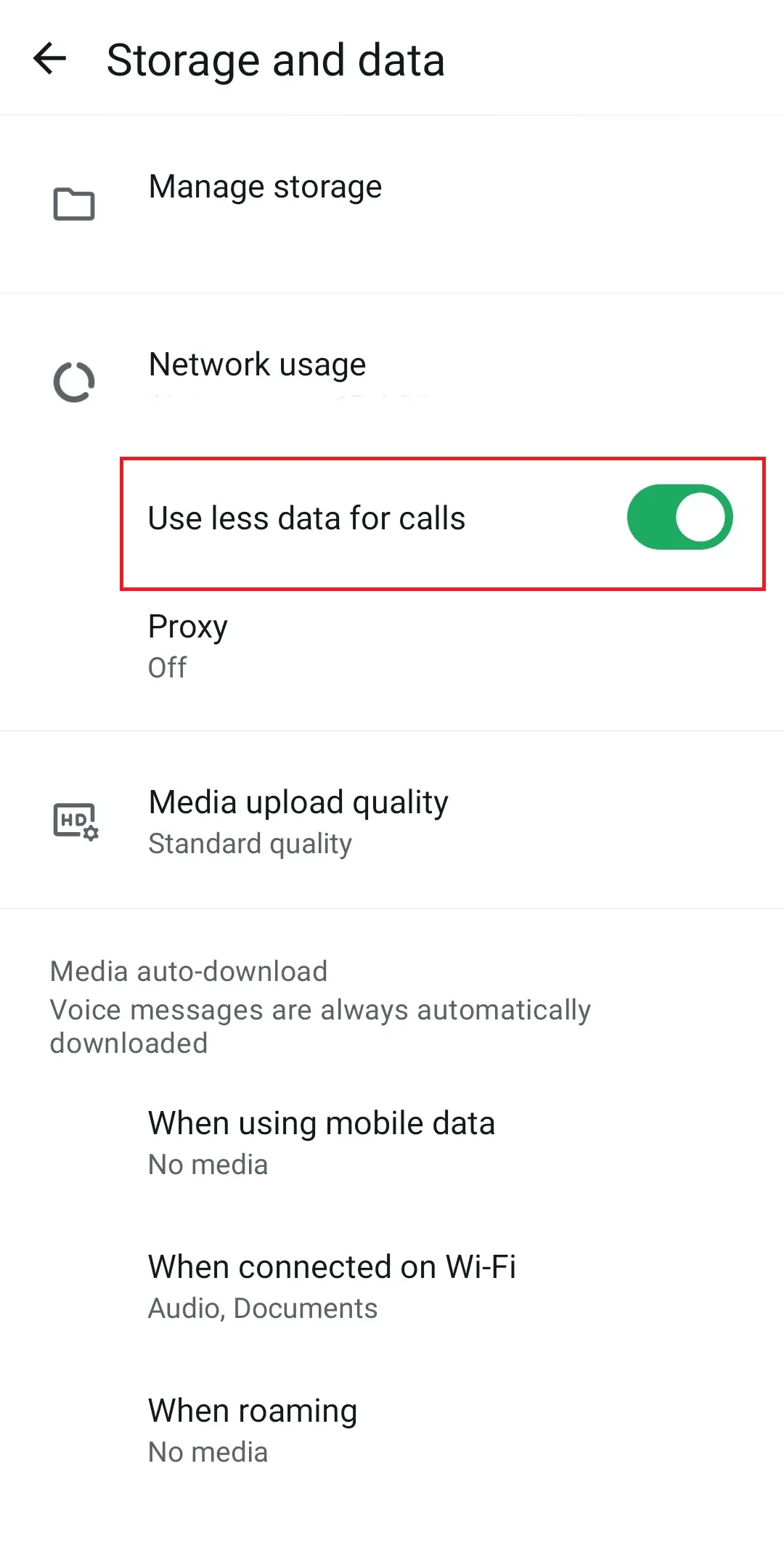 WhatsApp: “Storage and data” option in settings Image: WhatsApp: “Storage and data” option in settings