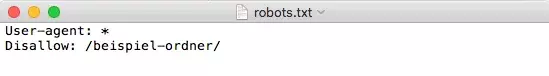 Image: Screenshot of a robots.txt file where access to a folder is blocked